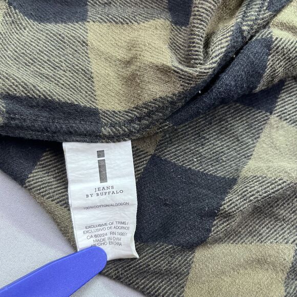 Jeans by Buffalo Mens Large Plaid Thin Flannel Long Sleeve Button Shirt - Picture 9 of 13